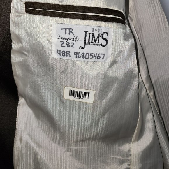 Men's Stephen Geoffrey 100 Super Fine Wool Brown Striped Blazer Tux Jacket 48R - Picture 4 of 7